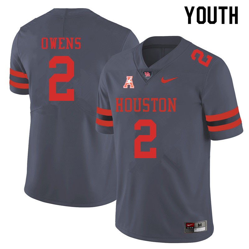 Youth #2 Gervarrius Owens Houston Cougars College Football Jerseys Sale-Gray - Click Image to Close